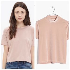 Blush pink velvet madewell shirt